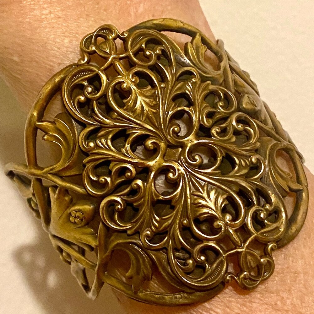 Vintage Joseff of Hollywood Metal Filigree Adjustable Cuff